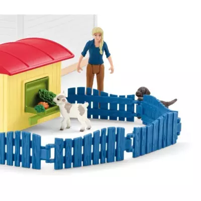 Hôtel des Animaux de la Ferme - Grand coffret de 54 Pieces de Jouets Schleich avec Chien, Chat, Lapin, Accessoires et Plus - Ca