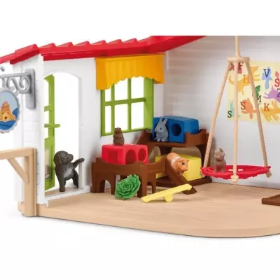 Hôtel des Animaux de la Ferme - Grand coffret de 54 Pieces de Jouets Schleich avec Chien, Chat, Lapin, Accessoires et Plus - Ca