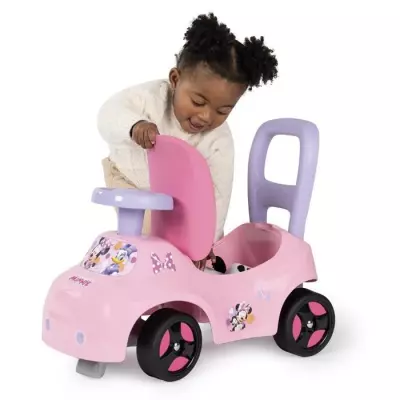 Smoby - Porteur auto enfant 2 en 1 - Minnie - Coffre sous la selle + klaxon - Des 10 mois - Fabrication française