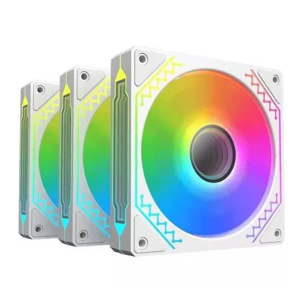 XIGMATEK - Starz Pro Arctic (Blanc) (Pack de 3) - Ventilateurs 3x120mm A-RGB pour boitier PC