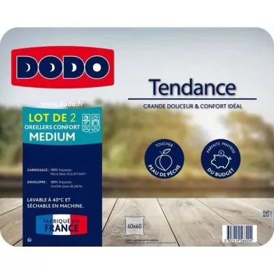 DODO Lot de 2 oreillers Tendance - 60 x 60 cm - Garnissage 100% Polyes