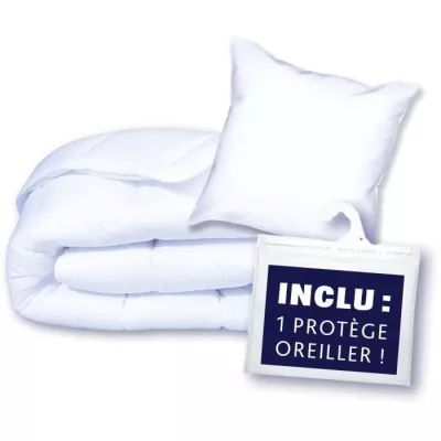 Pack Protection : Couette 140x200 cm + Taie d'oreiller + 1 Protege ore