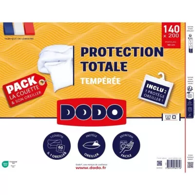 Pack Protection : Couette 140x200 cm + Taie d'oreiller + 1 Protege ore