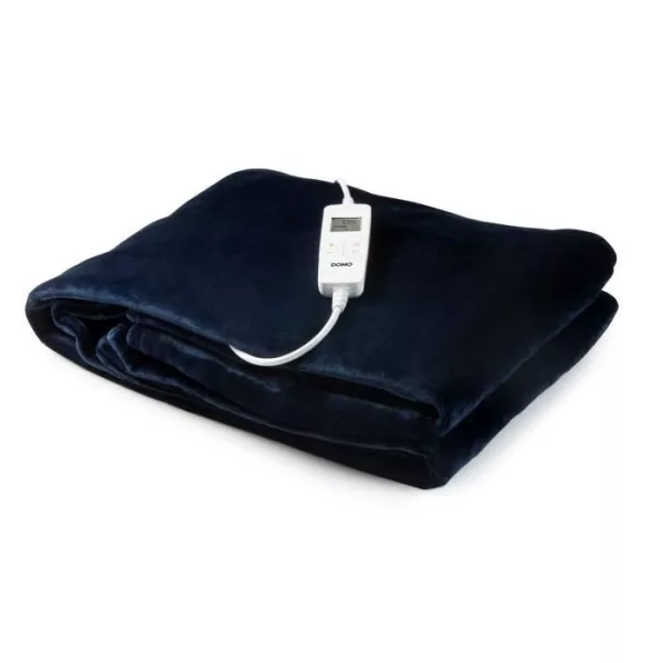 Couverture chauffante DOMO - 10 positions de chaleur - Molleton flanelle - 180x130 cm - Bleu foncé