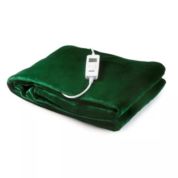 Couverture chauffante DOMO - 10 positions de chaleur - Soulage et stimule - Molleton flanelle -180x160 cm - Vert