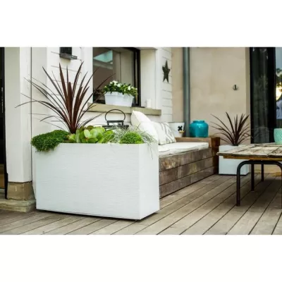 EDA Jardiniere Graphit 99,5x39,5x60cm - Contenance 116L - Blanc cérus