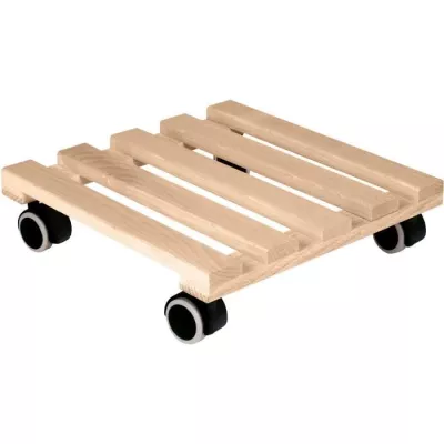 Support a roulettes carré en Bois - EDA PLASTIQUE - 40 x 40 cm - 4 ro