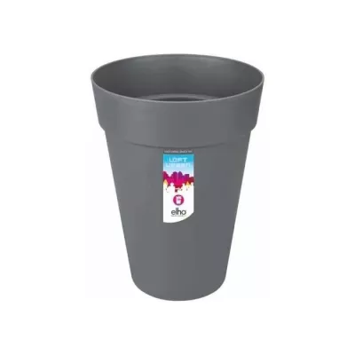 ELHO Loft Urban Pot de fleurs rond Haut 42 - Noir - Ø 42 x H 56 cm -