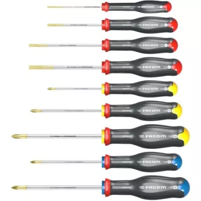 Box of 9 screwdriver Protwist Loven/Phillips/Prozidriv Facom - At.9pb