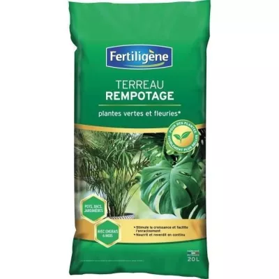 FERTILIGENE - Terreau rempotage plantes vertes et fleuries 20L - Stimu