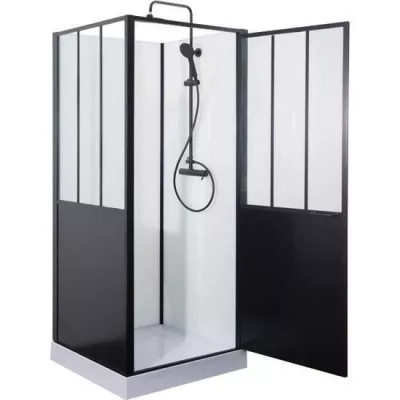 GELCO Cabine de douche 90x90x220 Style Industriel Noir