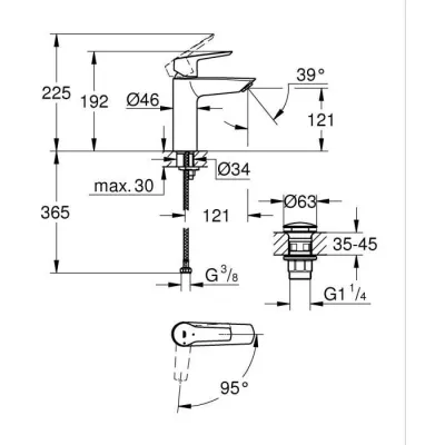 Mitigeur lavabo monocommande GROHE Start - Noir mat - Taille M - Bec m