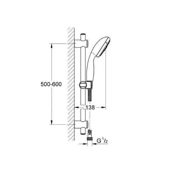 Ensemble de douche 3 jets avec barre - GROHE - Vitalio Start 100 - Chromé - Economie d'eau - 1,75 m