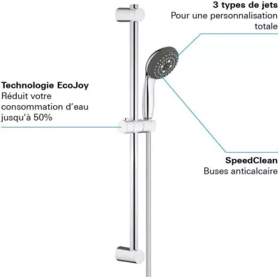 Ensemble de douche 3 jets avec barre - GROHE - Vitalio Start 100 - Chr