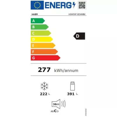 Réfrigérateur américain - HAIER - HSW59F18DWMM - 601L -Distributeur