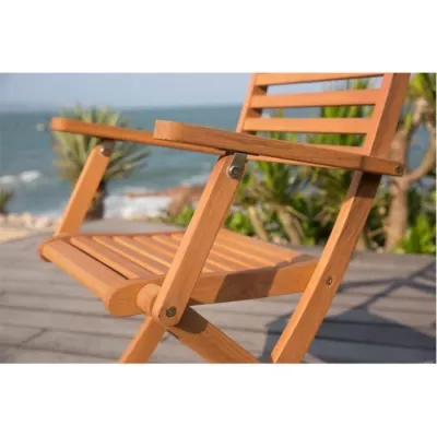 Lot de 4 fauteuils de jardin pliants en Acacia FSC - Bois massif - Mar