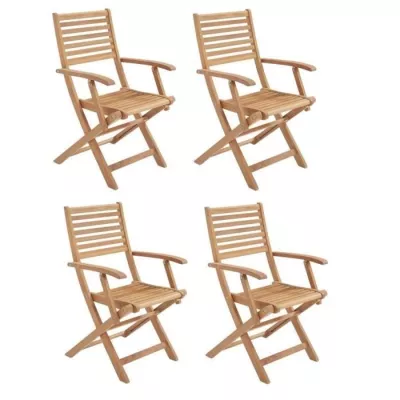 Lot de 4 fauteuils de jardin pliants en Acacia FSC - Bois massif - Mar