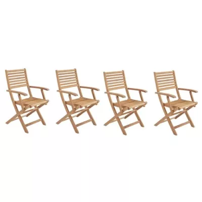 Lot de 4 fauteuils de jardin pliants en Acacia FSC - Bois massif - Mar