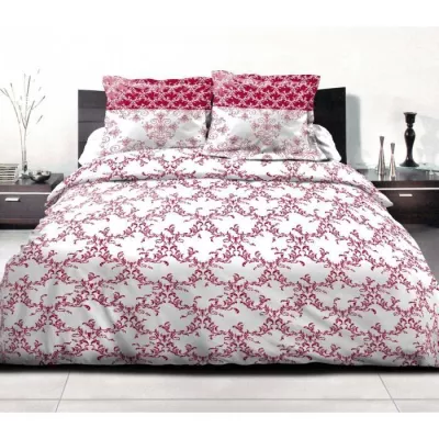 Parure de couette HOME LINGE PASSION FRISE - Bordeaux - 100% Coton 57