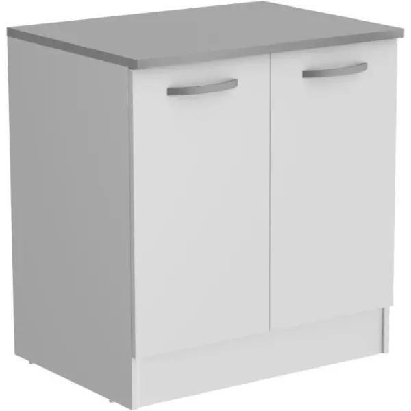 Meuble bas cuisine - OSLO - 2 portes - Blanc - L 80 x P 60 x H 86 cm