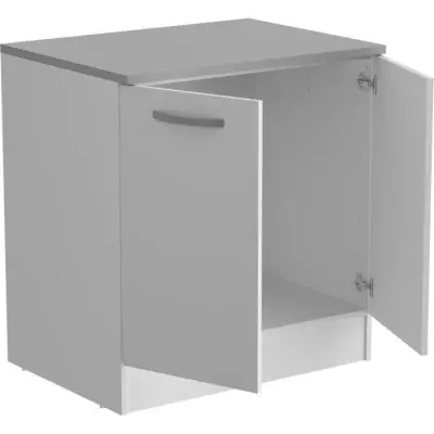 Meuble bas cuisine - OSLO - 2 portes - Blanc - L 80 x P 60 x H 86 cm