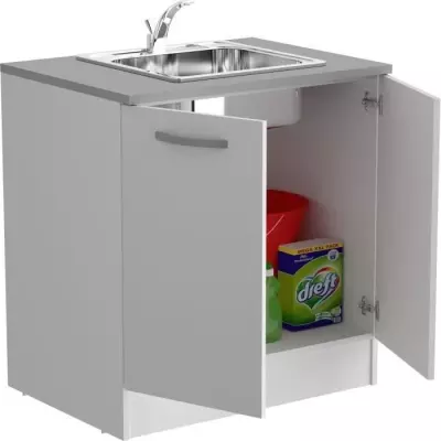 Meuble bas cuisine - OSLO - 2 portes - Blanc - L 80 x P 60 x H 86 cm