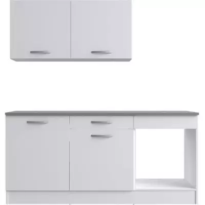 Cuisine complete OSLO - L 180cm - Blanc Mat - Plan de travail inclus