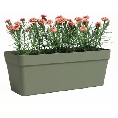 Jardinière Plastique Vert Cendre - Rectangulaire - L49,9 x P20 x H18,1cm