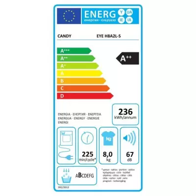 Seche-linge pompe a chaleur CANDY Easy EYE H8A2L-S - 8 kg - Connecté