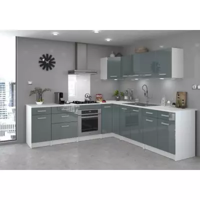 START Meuble de cuisine haut d'angle L 58 cm - Gris brillant