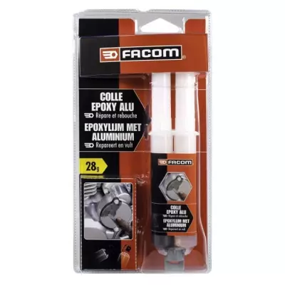 FACOM Colle epoxy - Seringue bi-composant avec bouchon - 28g