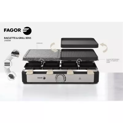 Raclette / Grill - FAGOR - FGRG8 - 8 personnes - Pierre de Cuisson - 1