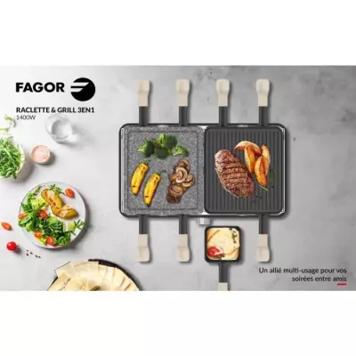 Raclette / Grill - FAGOR - FGRG8 - 8 personnes - Pierre de Cuisson - 1