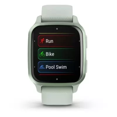 Montre connectée GARMIN Venu Sq 2 Metallic Mint avec bracelet vert d'