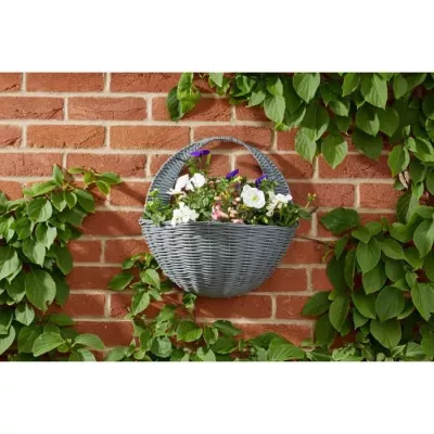 Panier mural imitation rotin gris - 41 cm - SMART GARDEN