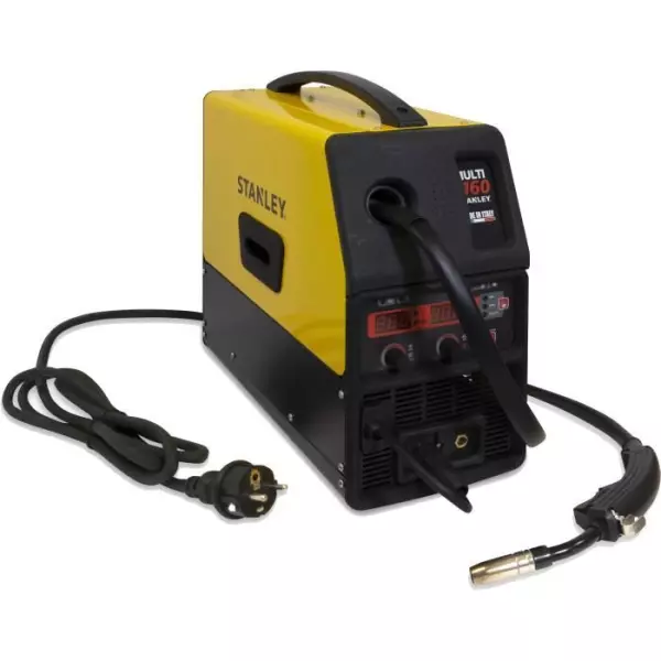 Poste a souder Inverter VIP 160A Multi Process 3 en 1 - STANLEY - MMA, MIG GAZ, MIG NO GAZ - 6mm - Jaune