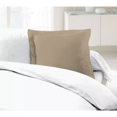 LOVELY HOME Lot de 2 Taies d'Oreillers 100% coton 63x63 cm - Beige