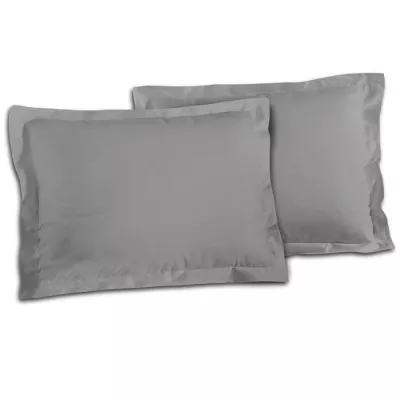 LOVELY HOME Lot de 2 Taies d'Oreillers 100% coton 50x70 cm - Gris clai