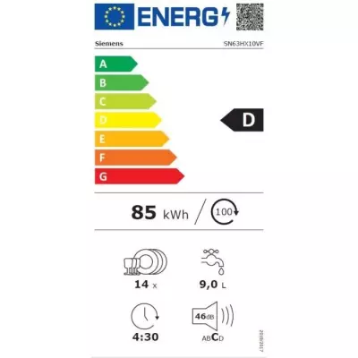 Lave-vaisselle tout intégrable SIEMENS iQ300 SN63HX10VF - 14 couverts