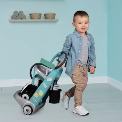 SMOBY - Chariot de ménage + aspirateur électronique avec bruit d'asp