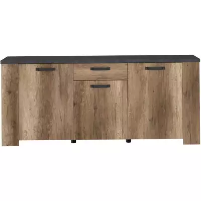 Buffet - STEIN - Chene et steam black - 3 portes - 1 tiroir - 182 x 40