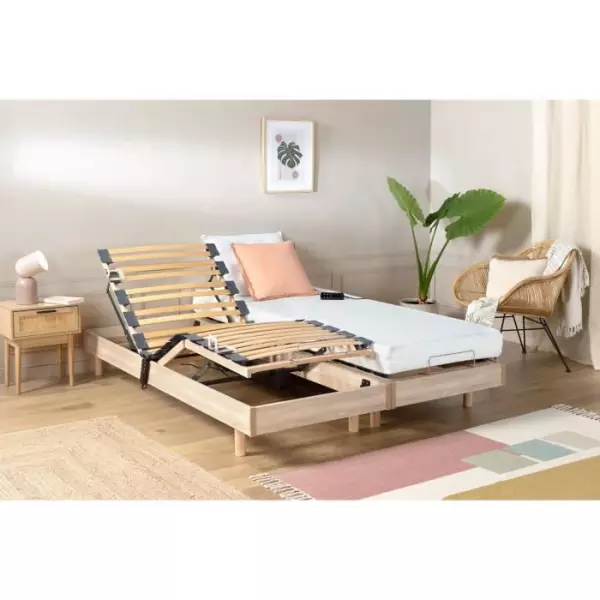 Ensemble relaxation matelas + sommiers électriques 2x70x190cm - Mousse - Ferme - TALCA Fabrication française