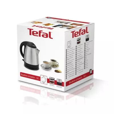 TEFAL Bouilloire électrique inox, 1,2 L, 1800 W, Base pivotante, Ouve