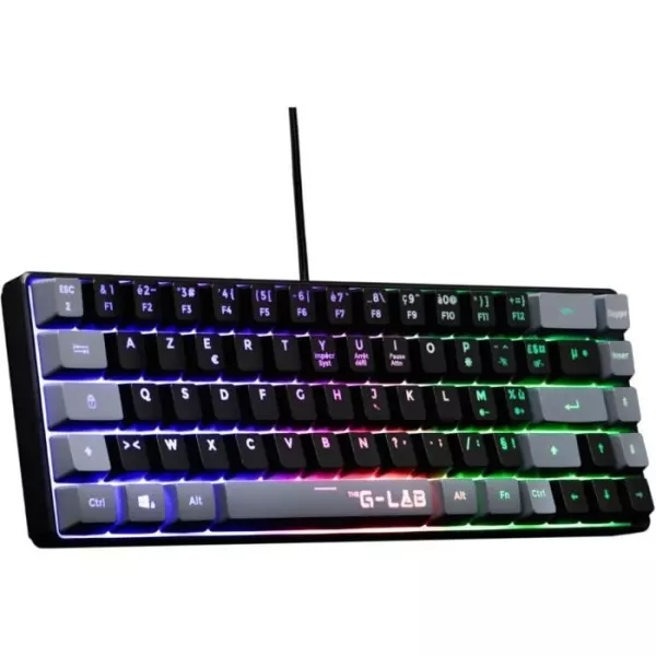 Clavier Gamer - The G-Lab - KEYZ HYDROGEN - 60% Format Compact - Rétroéclairé - Filaire - Noir/Gris