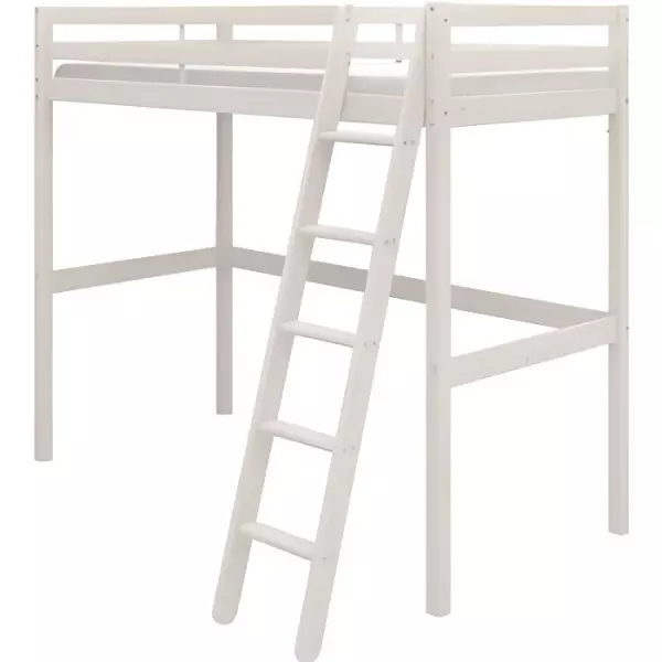 Lit mezzanine enfant - ERIKA - Pin massif blanchi - Sommier inclus - 90 x 190 cm