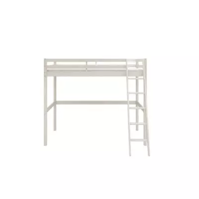 Lit mezzanine enfant - ERIKA - Pin massif blanchi - Sommier inclus - 9