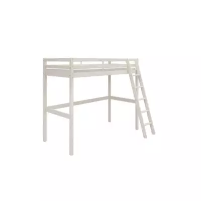 Lit mezzanine enfant - ERIKA - Pin massif blanchi - Sommier inclus - 9