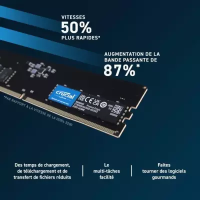 Mémoire RAM - CRUCIAL - DDR5-4800 UDIMM - 8 Go (CT8G48C40U5)