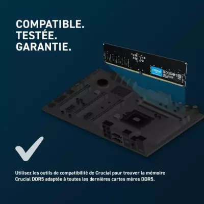 Mémoire RAM - CRUCIAL - DDR5-4800 UDIMM - 8 Go (CT8G48C40U5)