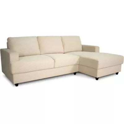 Canapé d'angle droit 4 places - PAUL in cord - Tissu Beige - 216 x 14